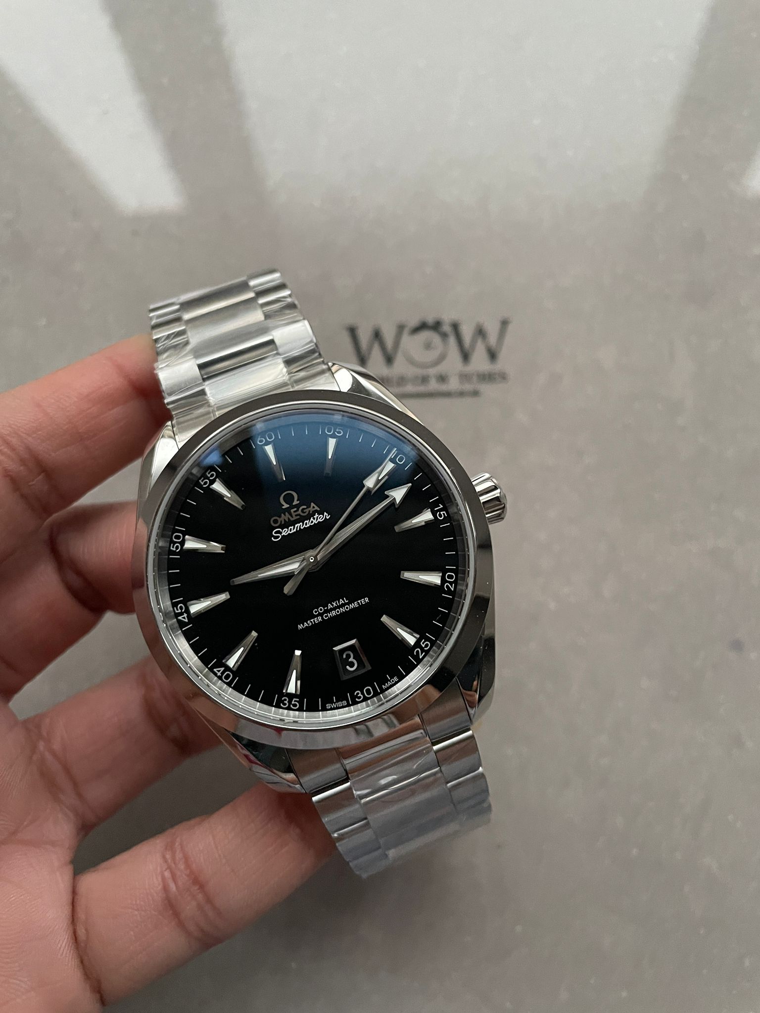 AQUA TERRA 150M MASTER CHRONOMETERS VSF 1:1 BEST EDITION BLACK DIAL SS HAND ON SS BRACELET A8900 SUPER CLONE