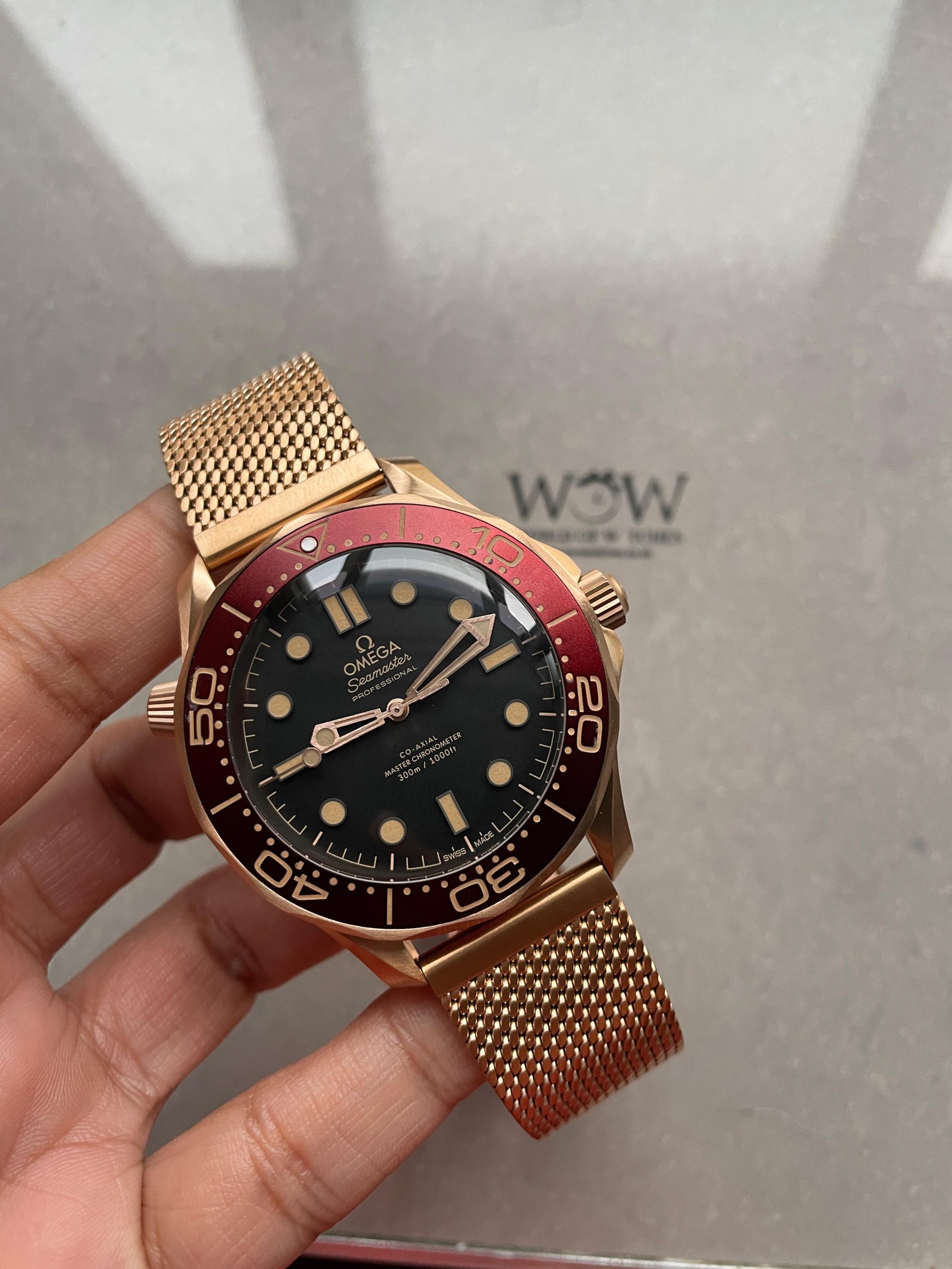 Seamaster 300M Diver Rose Gold VSF 1:1 Best Edition Black Dial on Mesh Bracelet A8806