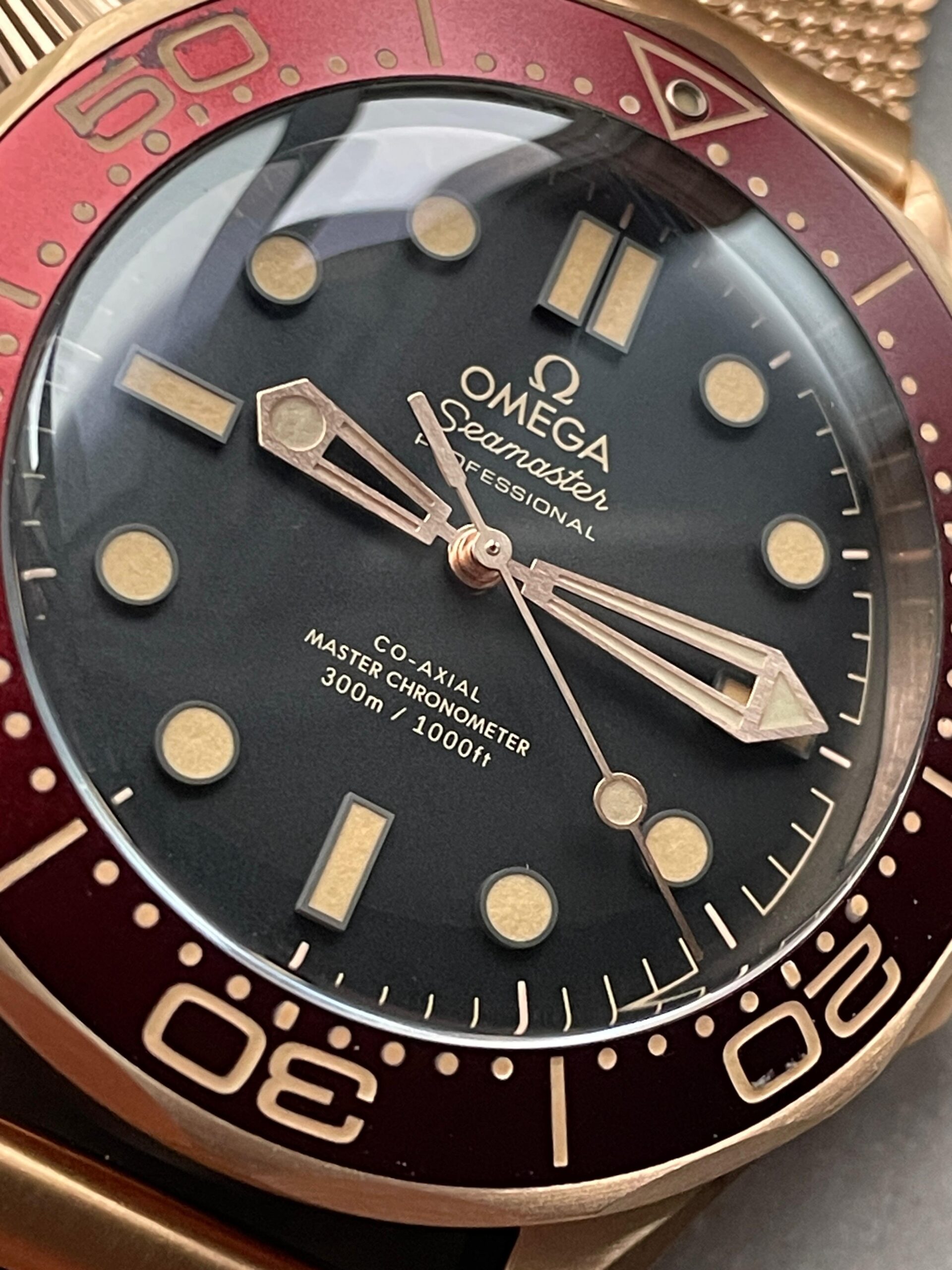 Seamaster 300M Diver Rose Gold VSF 1:1 Best Edition Black Dial on Mesh Bracelet A8806 - Image 7