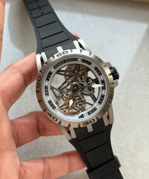 Excalibur Titanium Bezel BBR Best Edition Titanium Skeleton Dial on Black rubber Strap A2136 Tourbillon V4