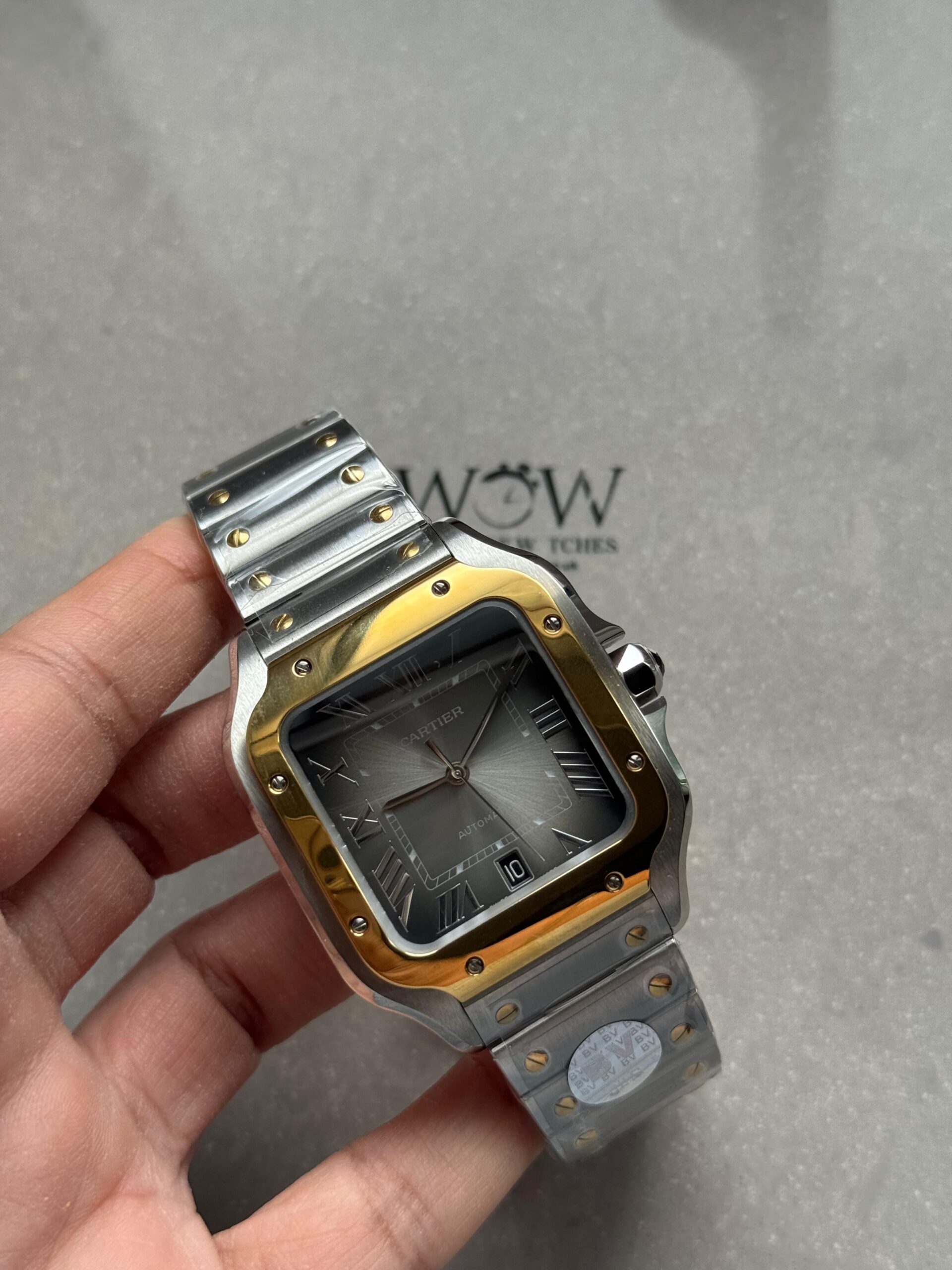 Santos 40mm SS/YG BVF 1:1 Best Edition Gray Dial on SS/YG SmartLinks Bracelet MIYOTA 9019 - Image 3