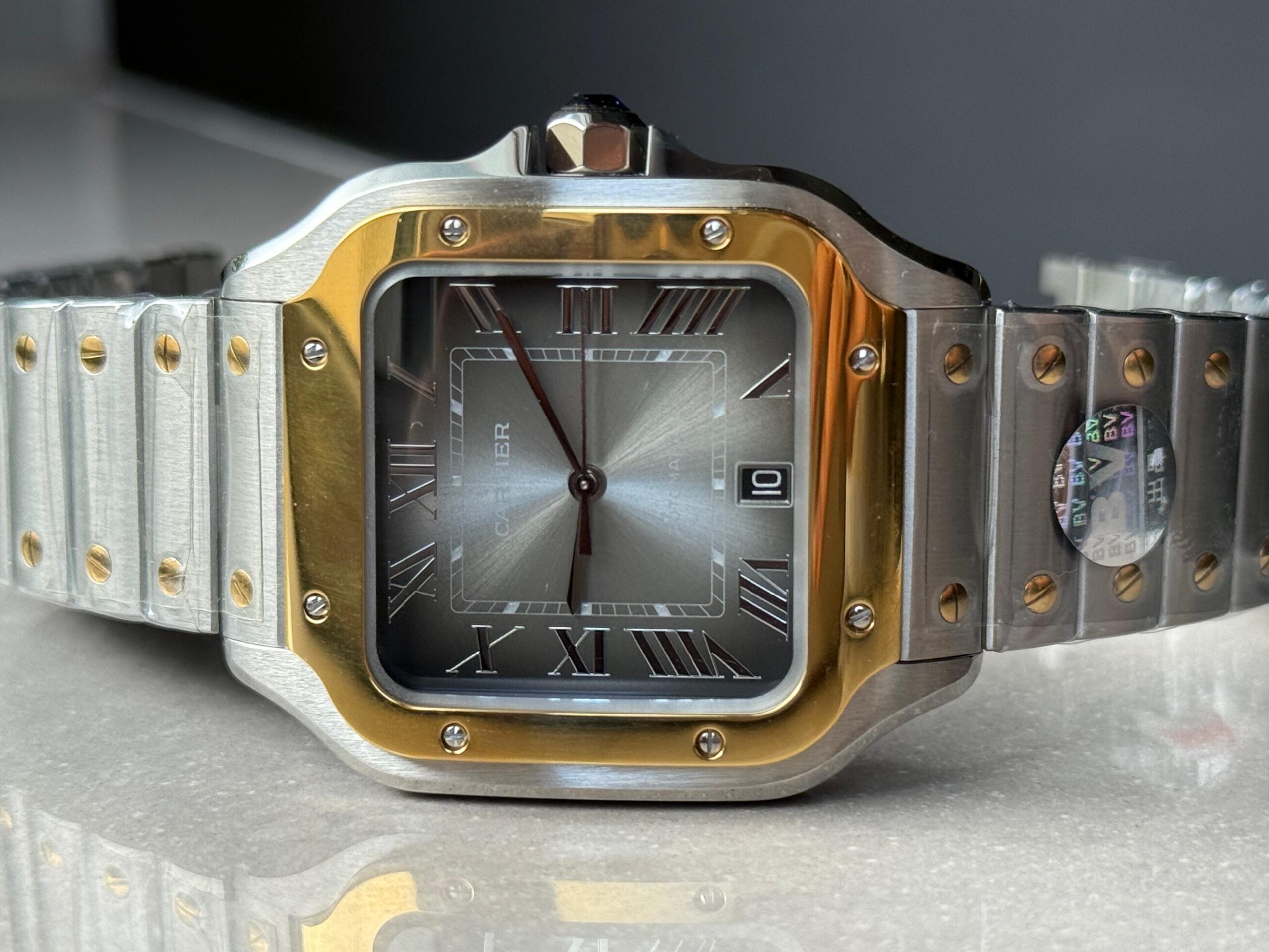 Santos 40mm SS/YG BVF 1:1 Best Edition Gray Dial on SS/YG SmartLinks Bracelet MIYOTA 9019 - Image 6