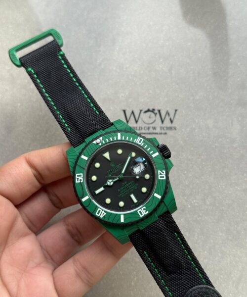 Submariner DIW Green Carbon VSF 1:1 Best Edition Black Dial on Black Nylon Strap VS3135