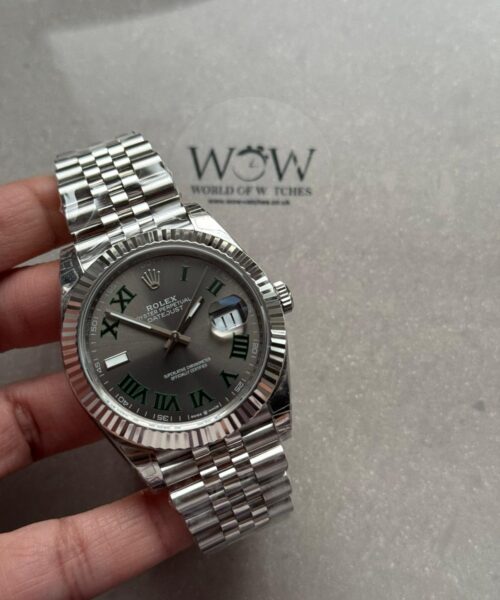 DateJust Men 41mm "wimbledon"SS Grey textured Dial Roman Markers with Jubilee Bracelet V2.