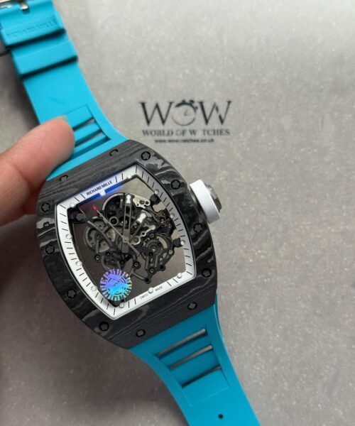 RM055 NTPT ZF 1:1 Best Edition ' bubba watson ' black carbon Bezel Blue Rubber Strap RMUL2