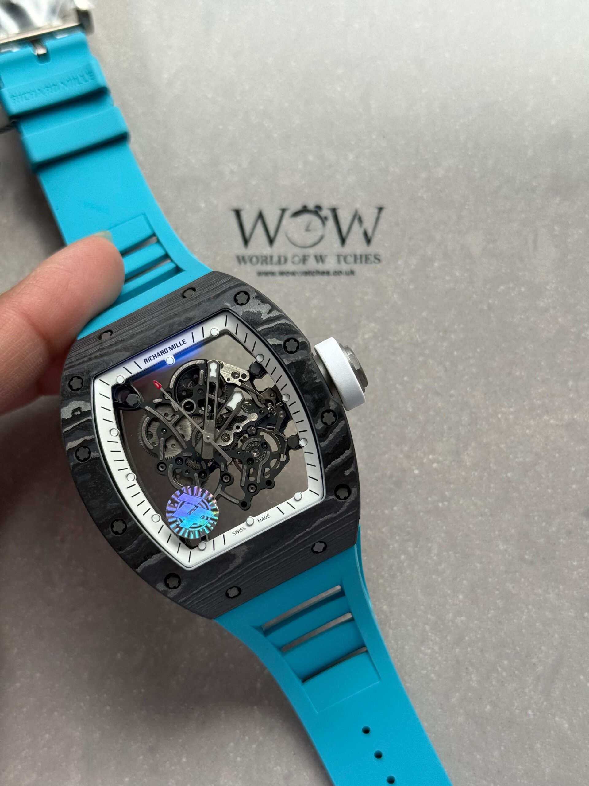 RM055 NTPT ZF 1:1 Best Edition ' bubba watson ' black carbon Bezel Blue Rubber Strap RMUL2