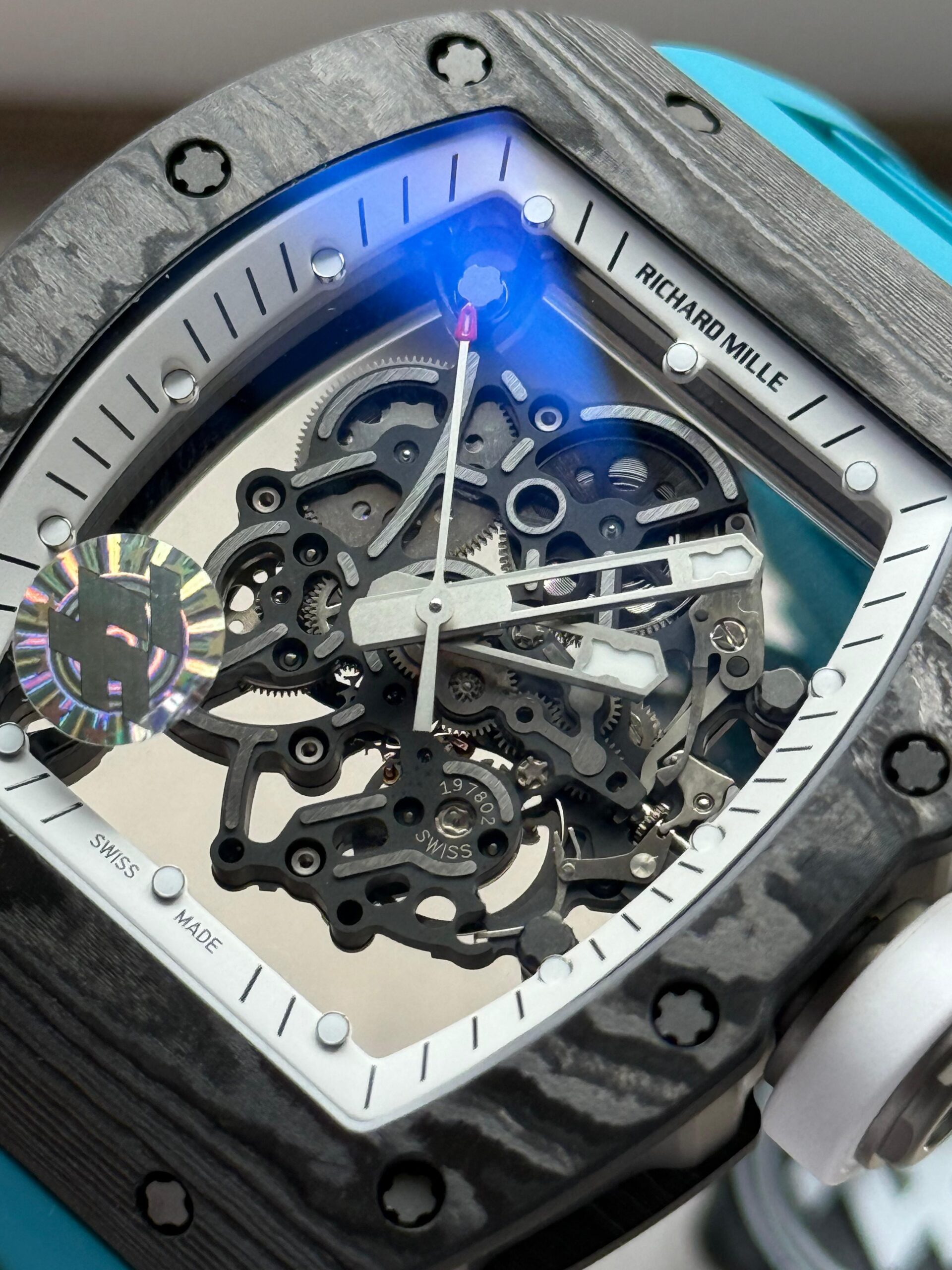 RM055 NTPT ZF 1:1 Best Edition ' bubba watson ' black carbon Bezel Blue Rubber Strap RMUL2 - Image 8