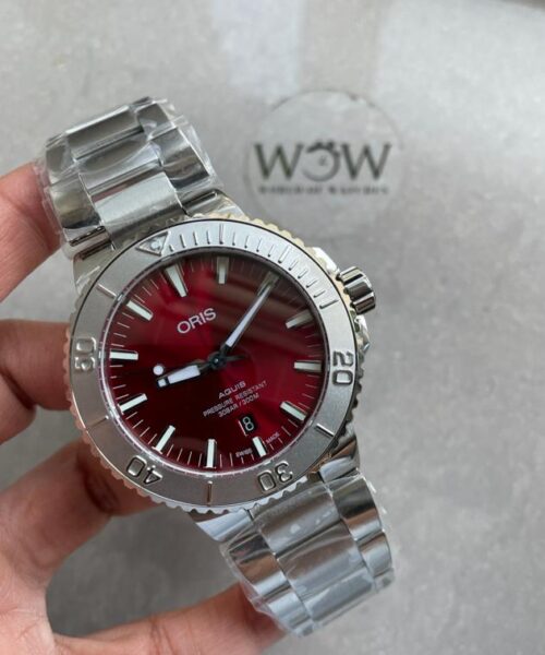 Oris aquis 42.5mm SS strap SS bezel Red dial SW200 movement