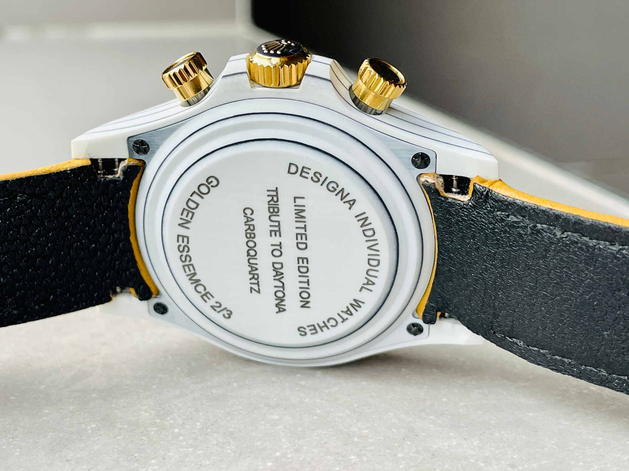 Daytona DIW White Carbon/YG DIWF Best Edition Gold Dial on Black Nylon Strap A7750 - Image 12