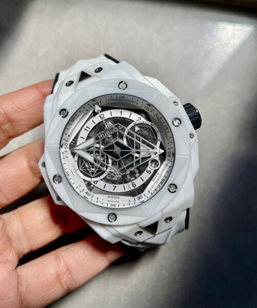 Big Bang Sang Bleu II White Ceramic BBF Best Edition on White Rubber Strap A1240