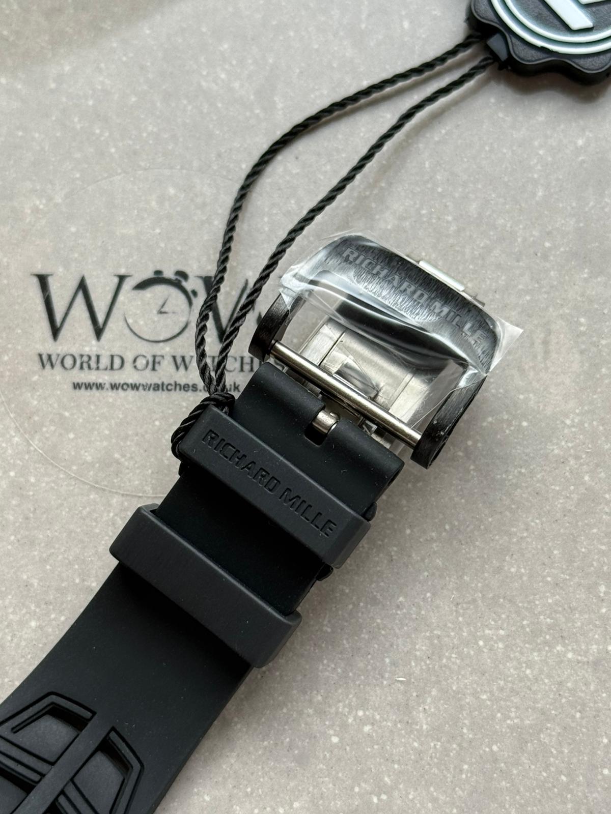 RM055 Black Ceramic ZF 1:1 Best Edition on Black/White Inner Bezel on Shark Rubber Strap RMUL2 - Image 15