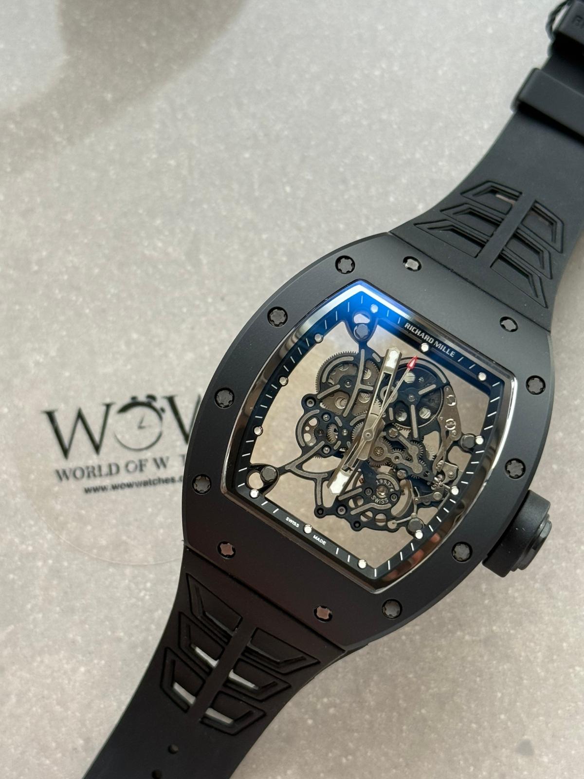 RM055 Black Ceramic ZF 1:1 Best Edition on Black/White Inner Bezel on Shark Rubber Strap RMUL2 - Image 17