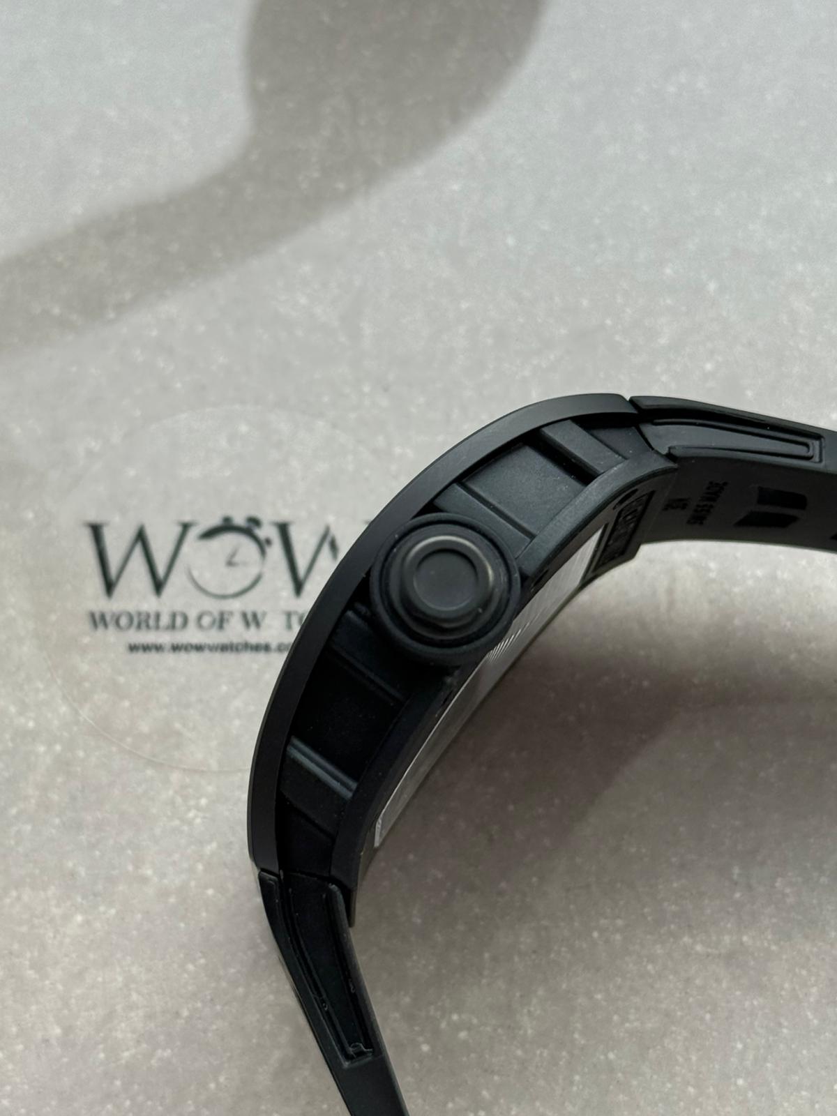 RM055 Black Ceramic ZF 1:1 Best Edition on Black/White Inner Bezel on Shark Rubber Strap RMUL2 - Image 3