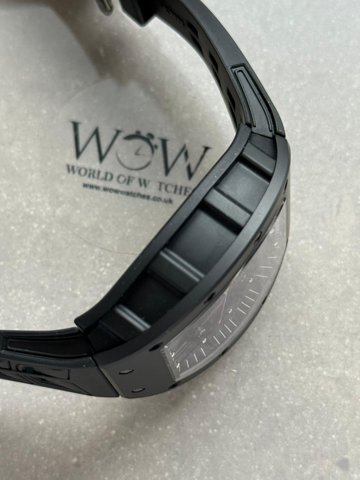 RM055 Black Ceramic ZF 1:1 Best Edition on Black/White Inner Bezel on Shark Rubber Strap RMUL2 - Image 6