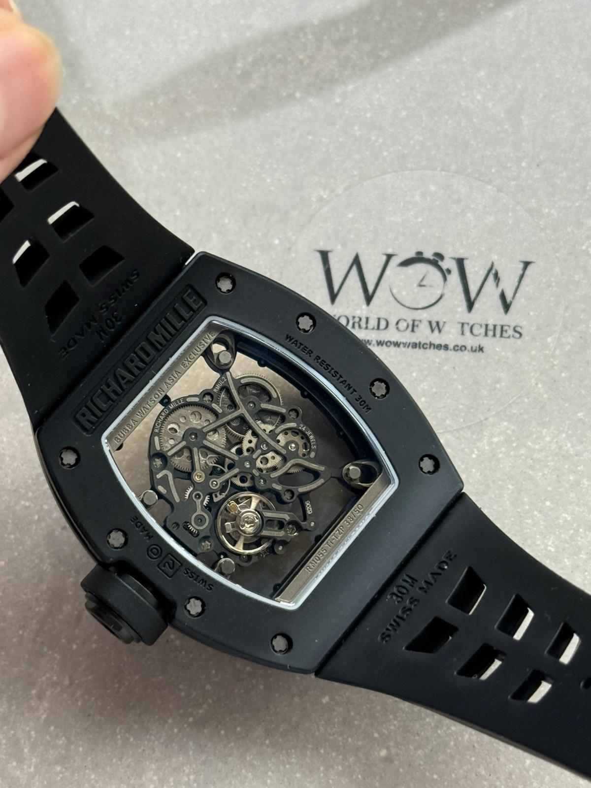 RM055 Black Ceramic ZF 1:1 Best Edition on Black/White Inner Bezel on Shark Rubber Strap RMUL2 - Image 2