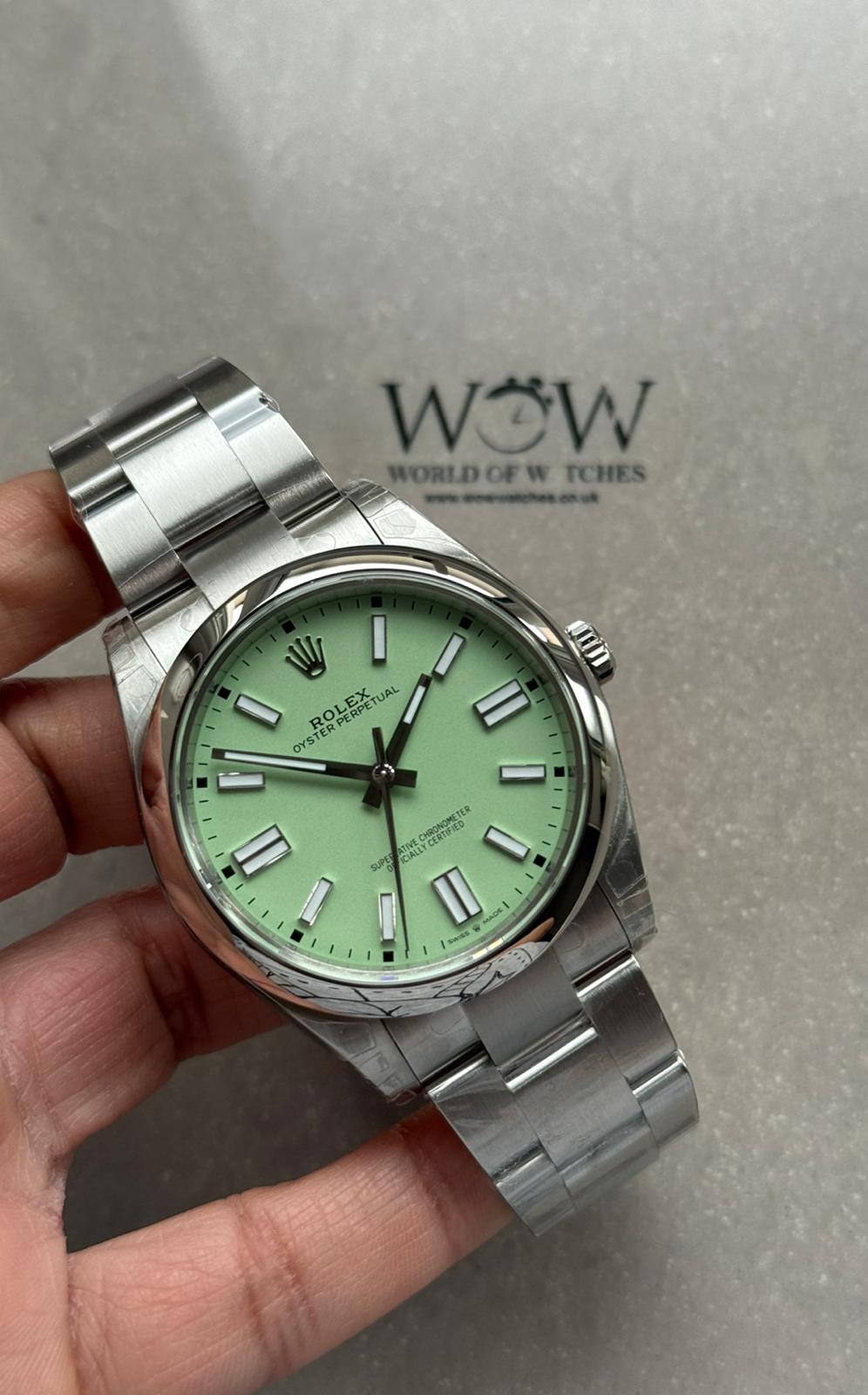Oyster Perpetual 124300 41mm VSF 1:1 Best Edition 904L Steel Pistachio green Dial VS3235