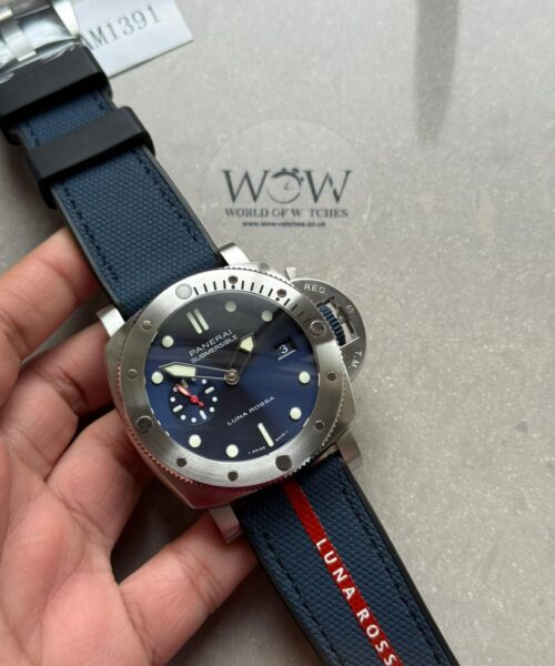 PAM1391 Luna Rossa Submersible VSF 1:1 Best Edition on Blue Fabric Strap P900