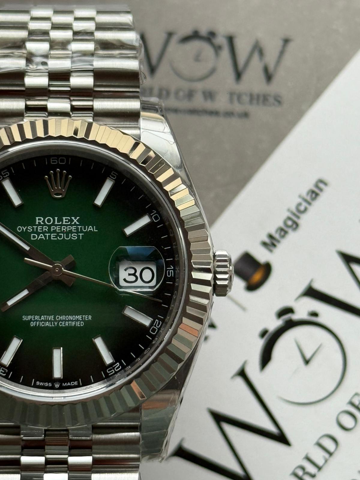 DateJust 41 126334 904L SS VSF 1:1 Best Edition Ombre green Stick Dial on Jubilee Bracelet VS3235 V2 (133g) - Image 2