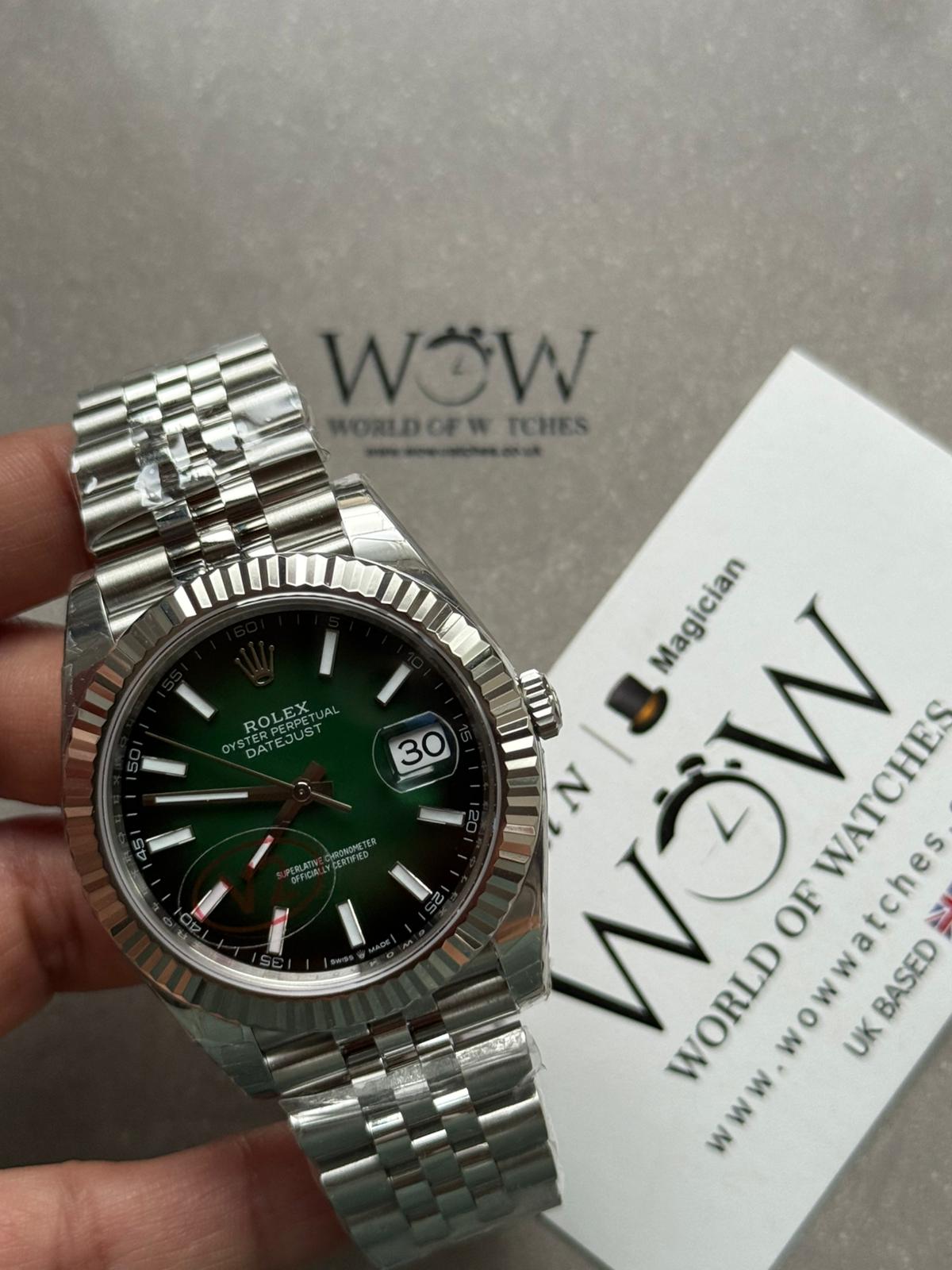 DateJust 41 126334 904L SS VSF 1:1 Best Edition Ombre green Stick Dial on Jubilee Bracelet VS3235 V2 (133g)