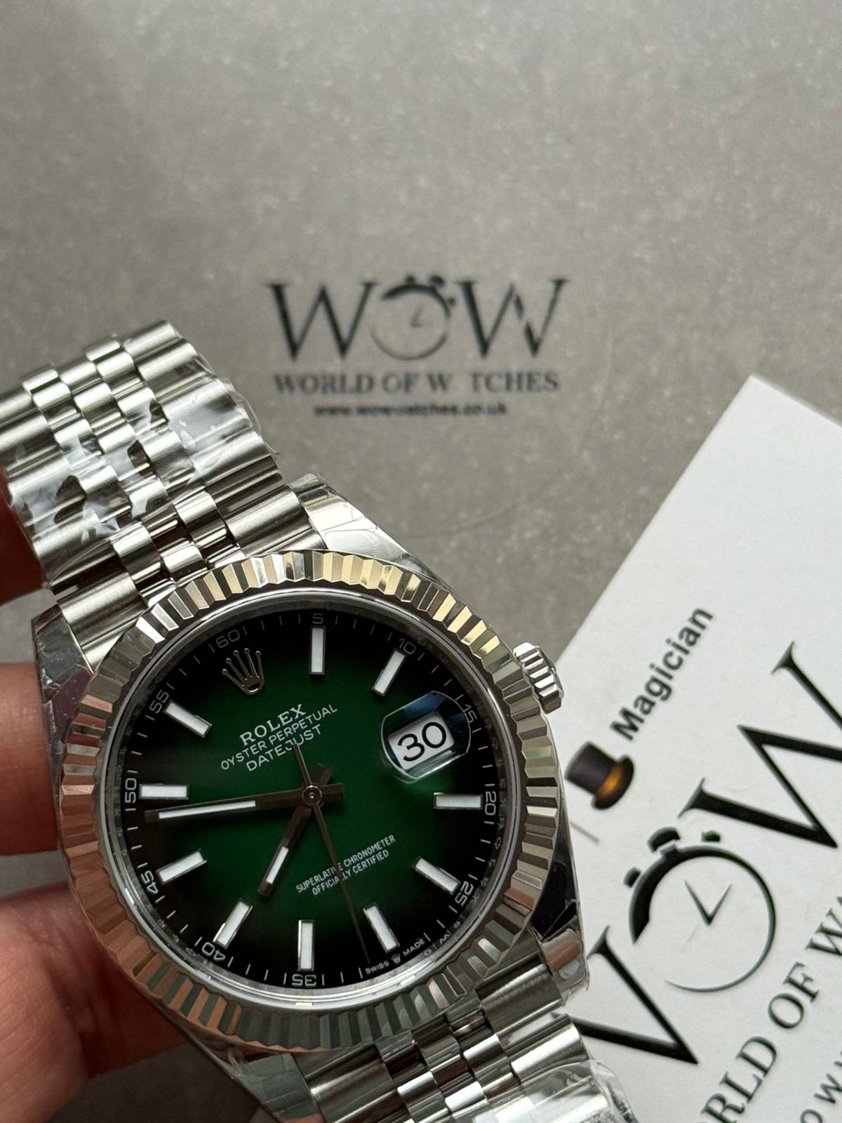 DateJust 41 126334 904L SS VSF 1:1 Best Edition Ombre green Stick Dial on Jubilee Bracelet VS3235 V2 (133g) - Image 9