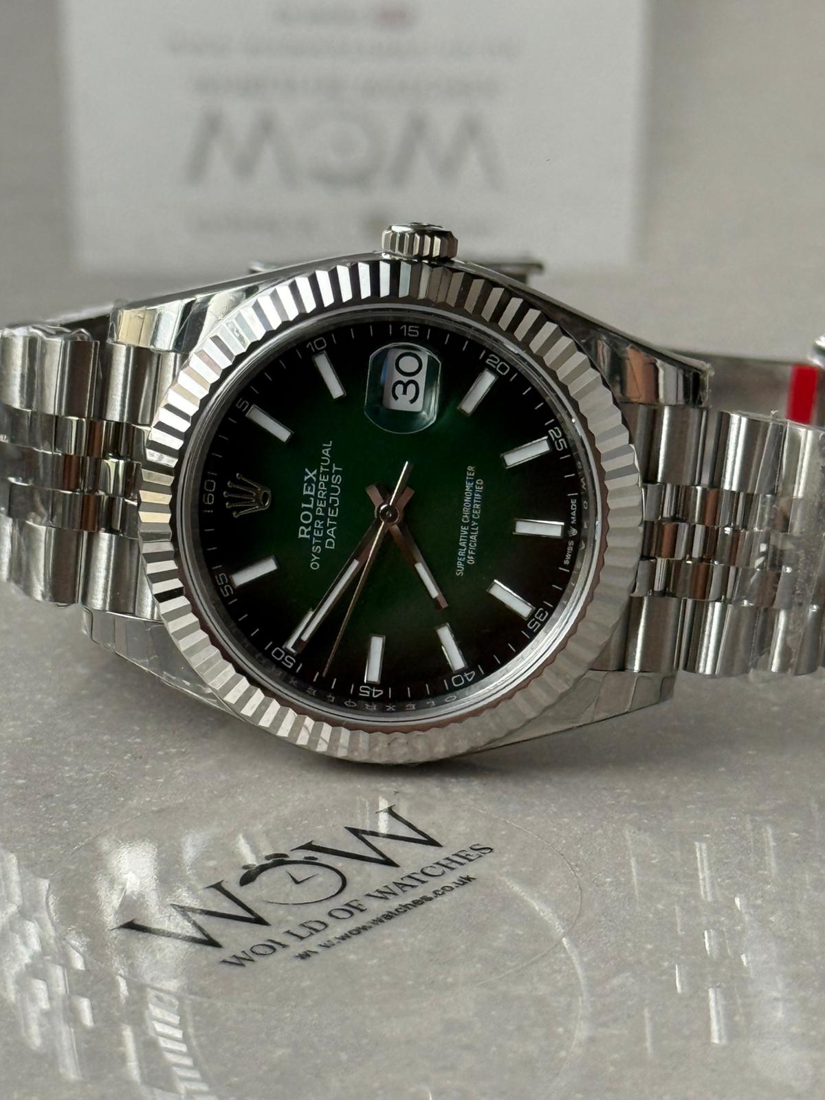 DateJust 41 126334 904L SS VSF 1:1 Best Edition Ombre green Stick Dial on Jubilee Bracelet VS3235 V2 (133g) - Image 7