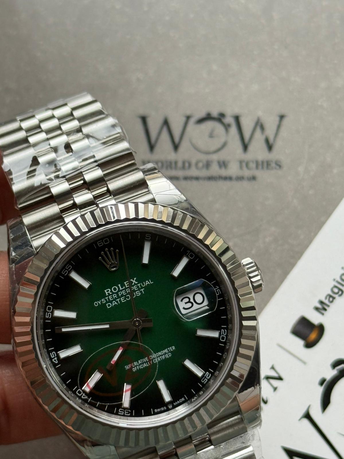 DateJust 41 126334 904L SS VSF 1:1 Best Edition Ombre green Stick Dial on Jubilee Bracelet VS3235 V2 (133g) - Image 10