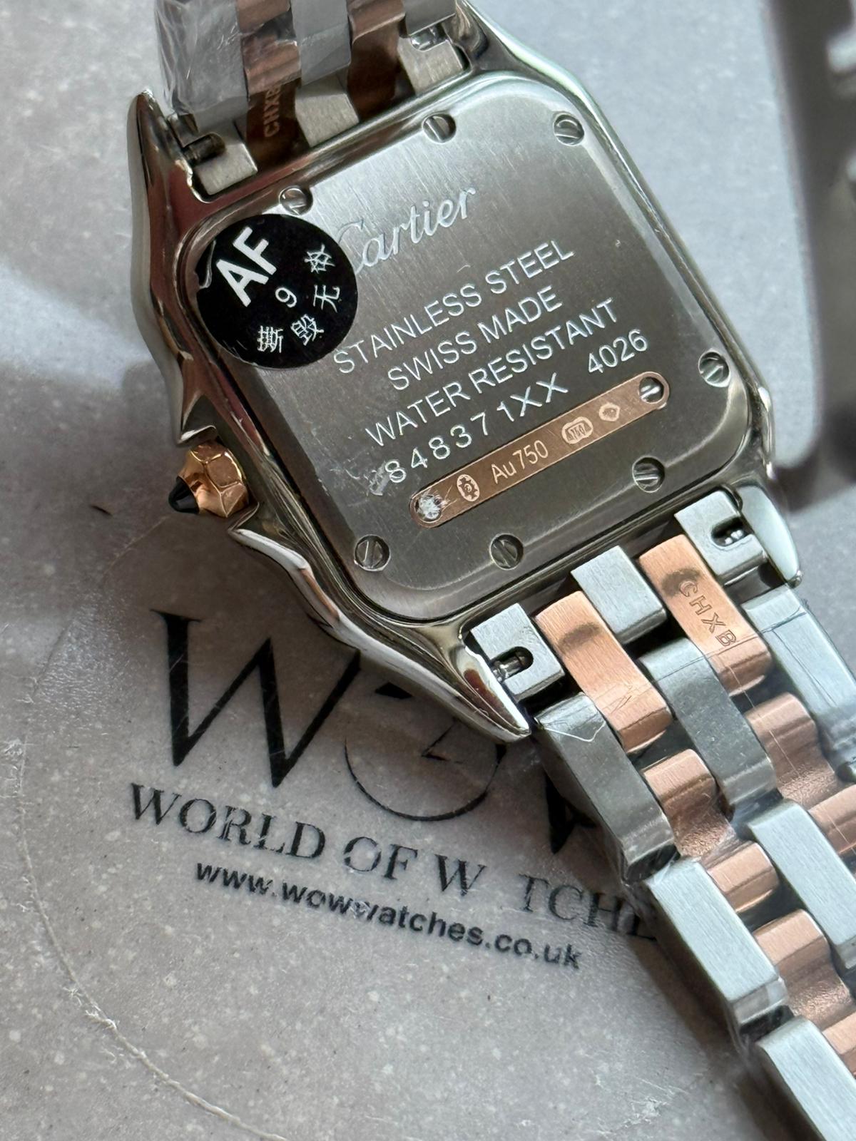 Panthère Ladies 27mm YG AF 1:1 Best Edition White MOP Dial Diamonds Bezel on YG Bracelet Ronda Quartz - Image 5