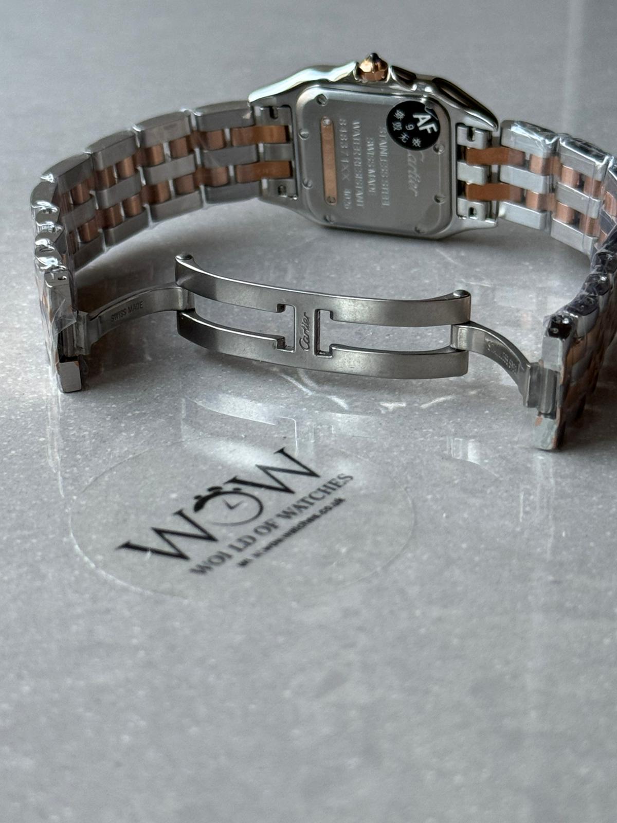Panthère Ladies 27mm YG AF 1:1 Best Edition White MOP Dial Diamonds Bezel on YG Bracelet Ronda Quartz - Image 4